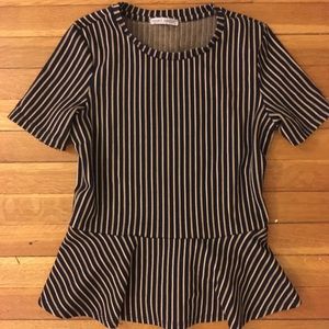 Zara fit and flare stripped top